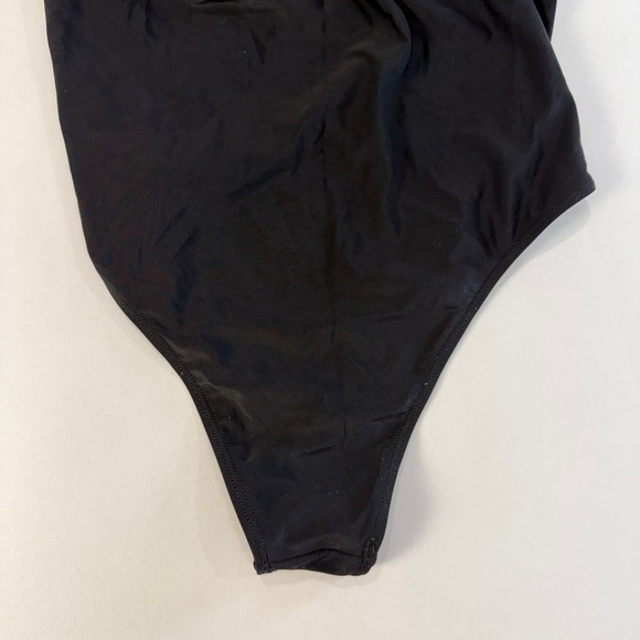 Eomenie Black One Piece Swimsuit Twisted Bust Sheer Panel Detail Size S - Picture 5 of 9